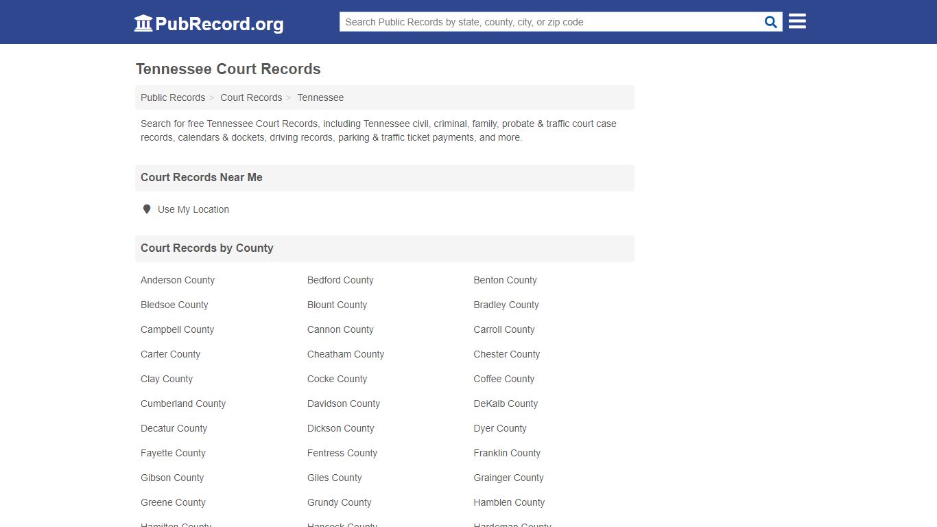 Free Tennessee Court Records - PubRecord.org